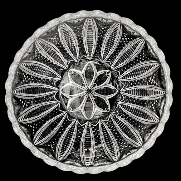 Antique c.1900 Zippered Finecut EAPG Berry Bowl Clear Pressed Glass Fine Cut - Picture 2 of 6